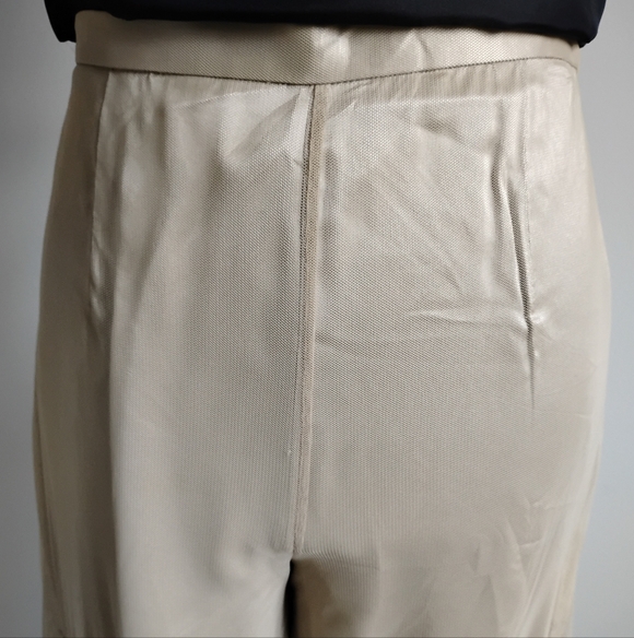 Vie By Victoria Royal By Mary Bay Silk Beaded Tulle Pants Gold Beaded Size 4 - Picture 6 of 15